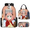 Kids Cartoon Character Print Backpack Set School 17 Inch Oxford Fabric Bag With Lunch Pouch Pencil Case
