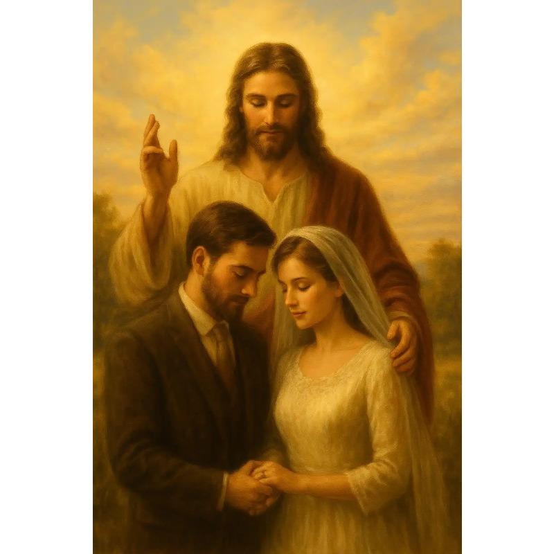 Newlyweds Jesus Catholic Posters Classic Pray Motivational Spirit Modern Prints Canvas Wall Art Picture Home Living Room Decor