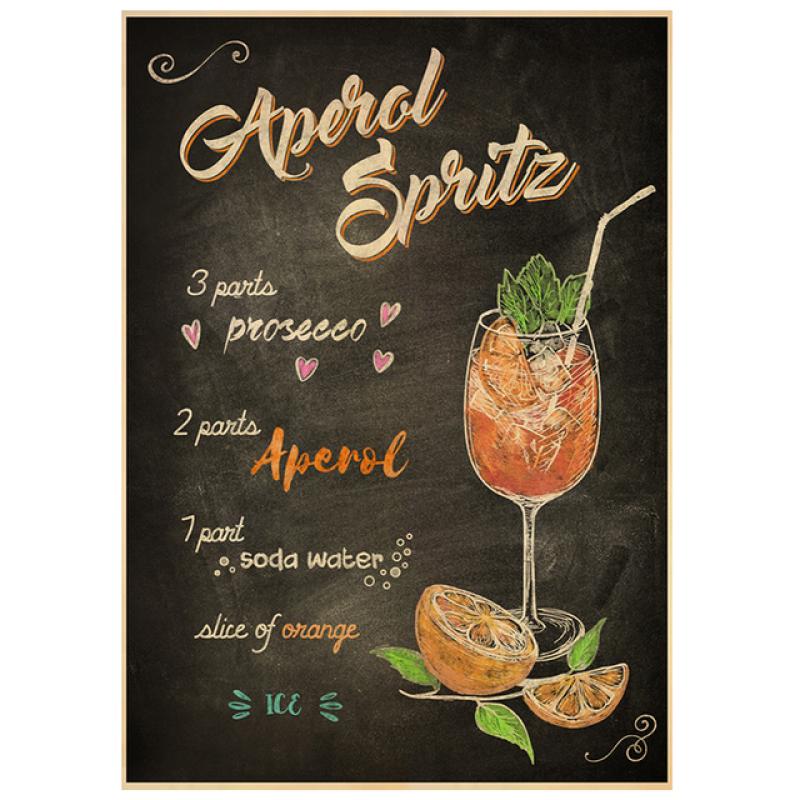 WEROUTE Poster Su Tela Con 30 Ricette Di Cocktail - Infografica Shots, 45,7x67 Cm, Con Cornice, Per Bar E Cucina