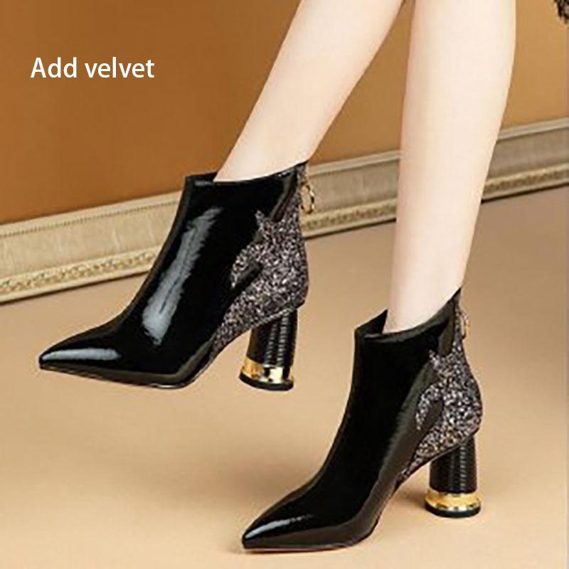 Luxury Women's Red Short Boots Autumn Winter Fashion Trend Plush High Heels Party Wedding Casual Shoes Travel Dancing
