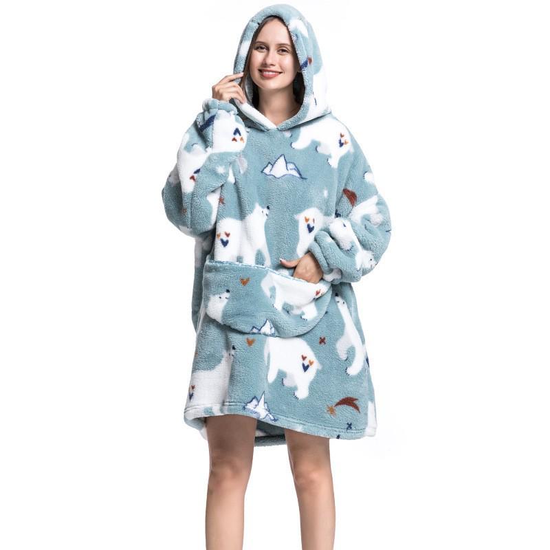 Cozy Autumn/Winter Pumpkin Blanket Sweatshirt: Thick Cotton Velvet Bathrobe for Indoor and Outdoor Warmth