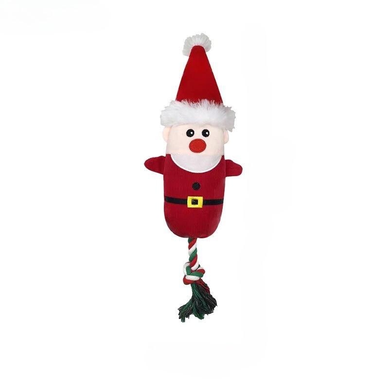 

Christmas Stylesqueaky Bite Dog Toy Interactive Puppytoysoft Pet Plush Toypet RopetoySanta Clausreindeer Shapesuitable for Small and Medium-sized Dogs