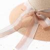 FashionTwo-color Patchwork Striped Bowknot Summer Sun Hat Women Straw Beach Hat Large Brimmed Hat