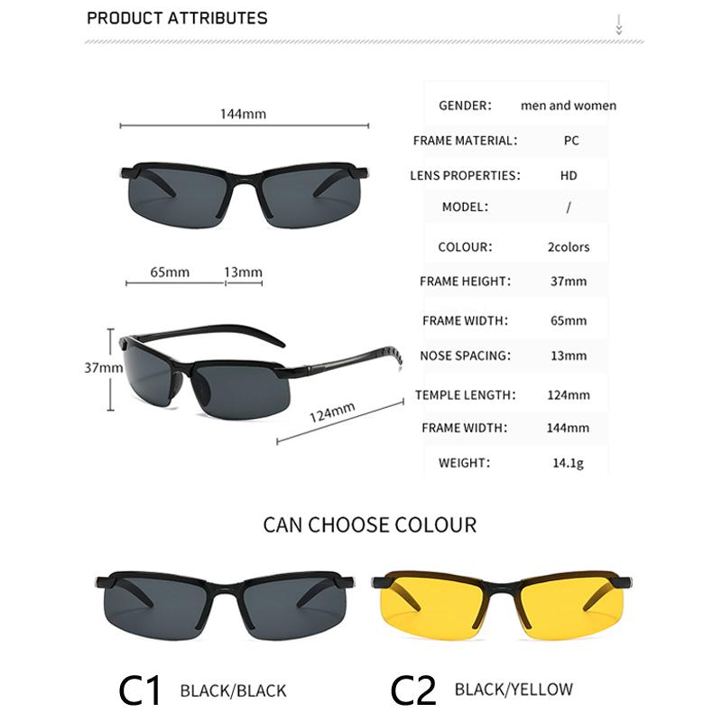 2PCS Night Vision Glasses Men Anti-Glare Driving Goggle Half Frame Polarized Sunglasses for Driver UV400 Day and Night Glasses