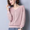 V-neck Sweater for Women Stylish Thin Knitted Sweater Solid Color Casual Pullover Top Loose Autumn Sweater