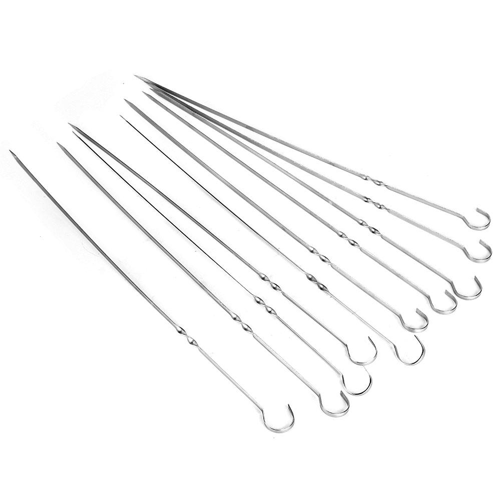 10Pcs Stainless Steel Barbecue Flat Skewer Grilling Tool for Party Outdoor Activities