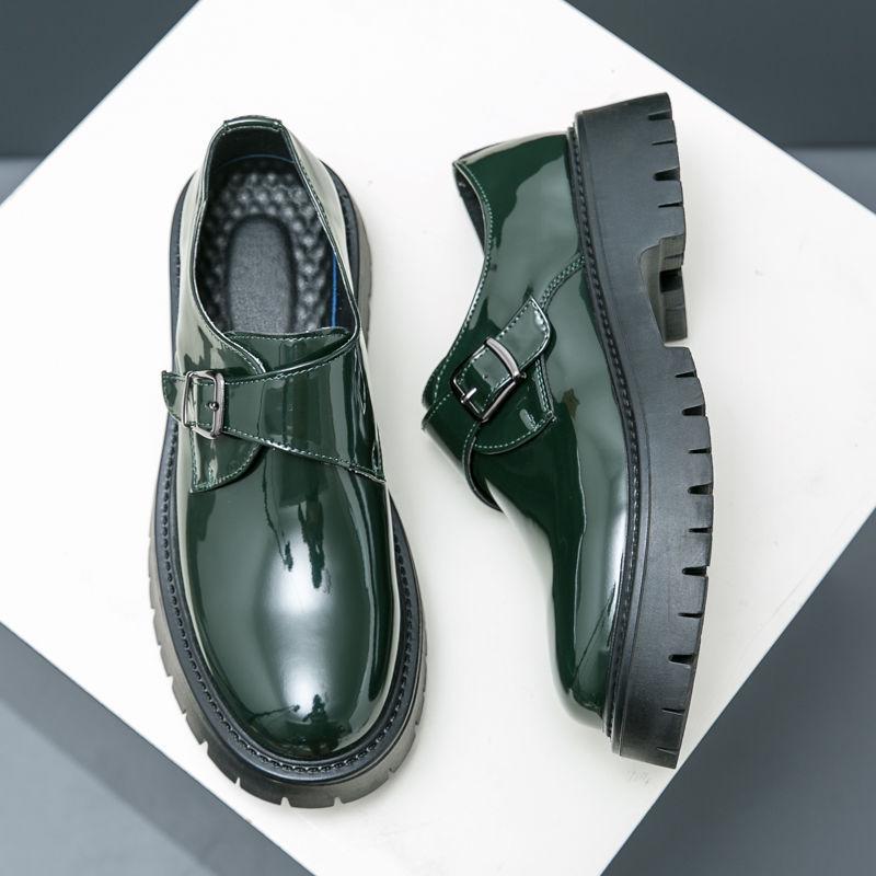 

Мужские лоферы на толстой подошве из лакированной кожи британского патента: Стильные, Формальные, Увеличивающие рост туфли-монки слипоны 41