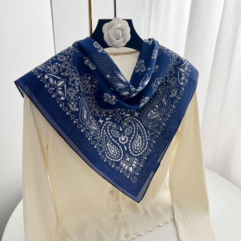 Thin Cashew Nut Print Silk Scarf Breathable Square Handkerchief Retro Small Scarves Women