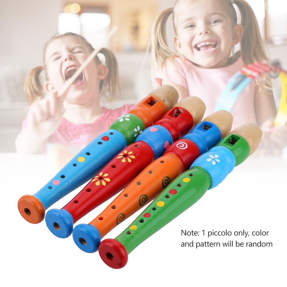 Wooden Piccolo Flute Sound Musical Instrument Early Education Toy Gift for Baby Kid Child