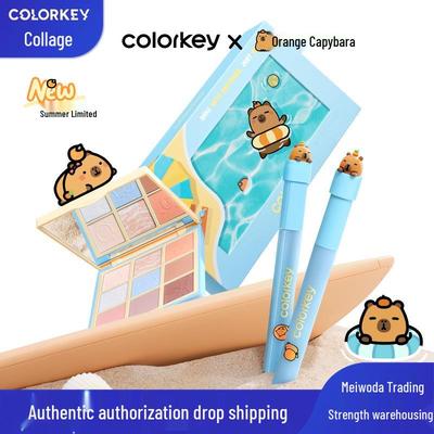 Capybara Colorkey Lipgloss & Oogschaduw Cadeauset - Lage Saturatie, Niet-Plakkerig.