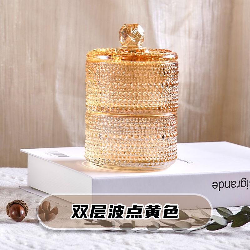 European Creative Luxury Crystal Glass Candy Jar with Lid Dried Fruit Jar Jewelry Storage Box Home Decoration Storage Jar