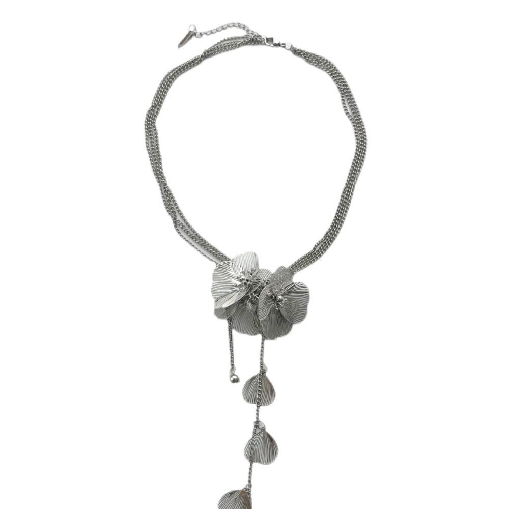 Temperament Retro Stereo Flowers Tassel Multi-layer Necklace for Women Exaggerated Hot Girl Collar Chain Jewelry Accessory Gifts