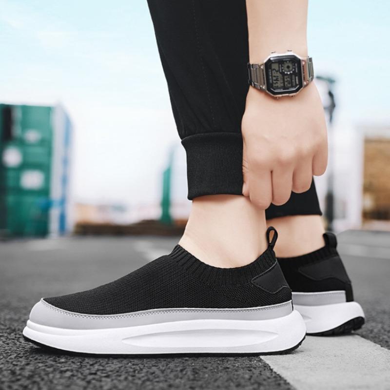 2025 New Men's Shoes Breathable Mesh Canvas Shoes Fashion Elastic Socks Running Shoes Comfortable Sneakers Men's Casual Loafers