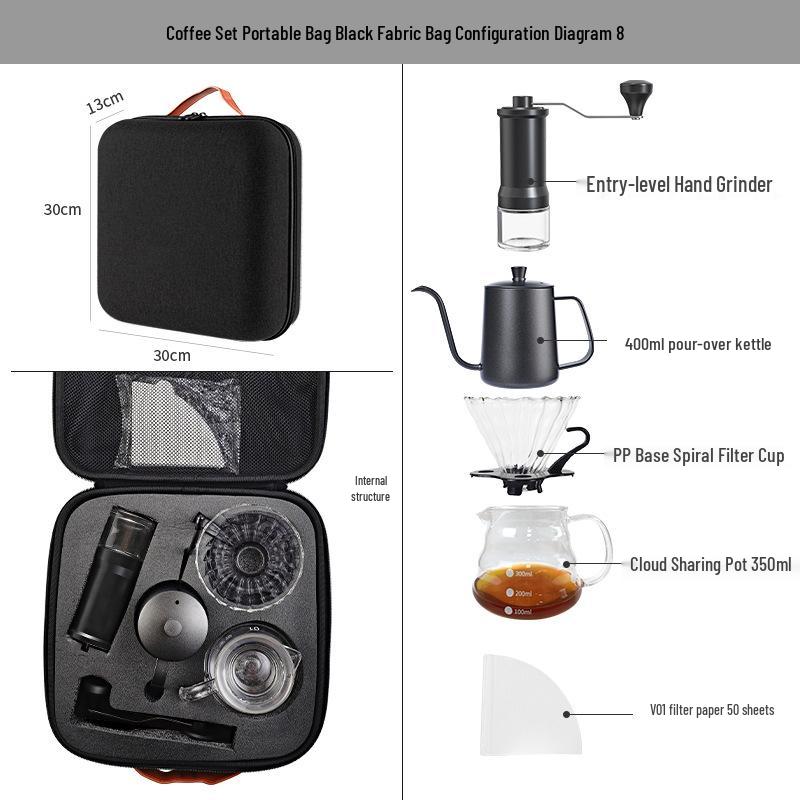 Set Portatile da Caffè Pour-Over da Esterno con Macinacaffè - Ideale per il Campeggio