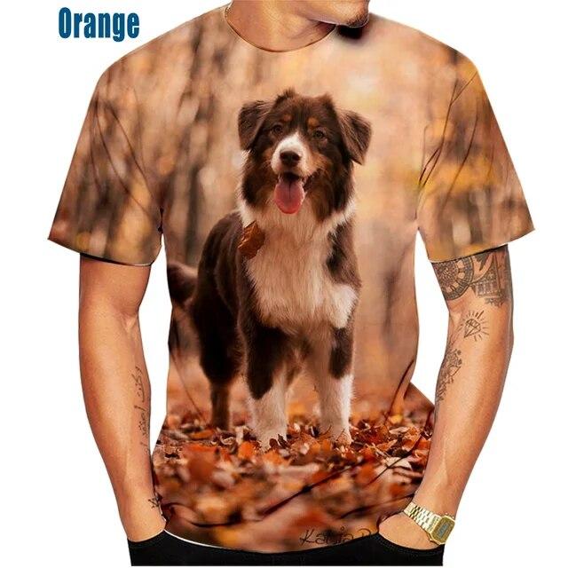 Unisex roztomilý pes 3D-Druckmuster Top tričko Border Collie Sportovní tričko Freizeitkleidung