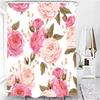 Pink Flowers Rose Elegant Printed Shower Curtain Set Waterproof Women Bathing Bathroom Pedestal Rug Lid Carpet Cortina Ducha
