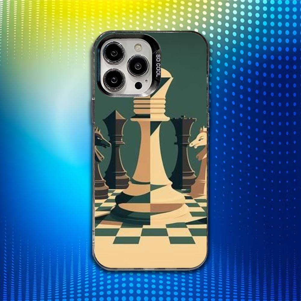 Chess B-Board Phone Case For iPhone 16,15,14,13,12,11,Mini,Pro,SE,MAX White Matte Shockproof Cover