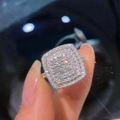 Nový Flash Diamantový Čtvercový Princeznovský Prsten Evropská a Americká Móda Zásnubní Návrhový Diamantový Prsten Prsten
