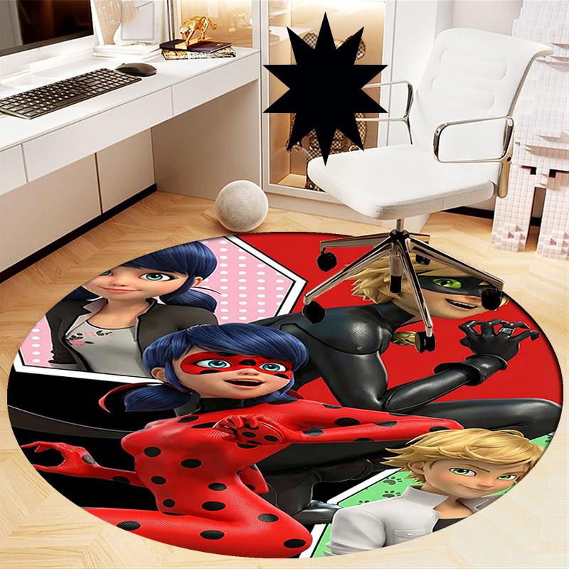 Miraculous Printed Round Rug Carpet Chair Rug Area Rug Entryway Doormats,for Office Chair Living Room Bedroom Kitchen Room.