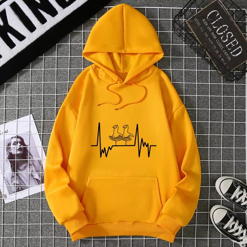 Heartbeat Runner Graphic Hooded Sweatshirts New In Hoodies & Sweatshirts Essentials Winter Thick Sweater Hoodie Women Clothes