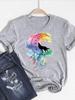Print T Shirt Short Sleeve Flower Vintage Cute S Summer Top Fashion Clothes Women Clothing Gray Basic Tee Graphic Tshirt