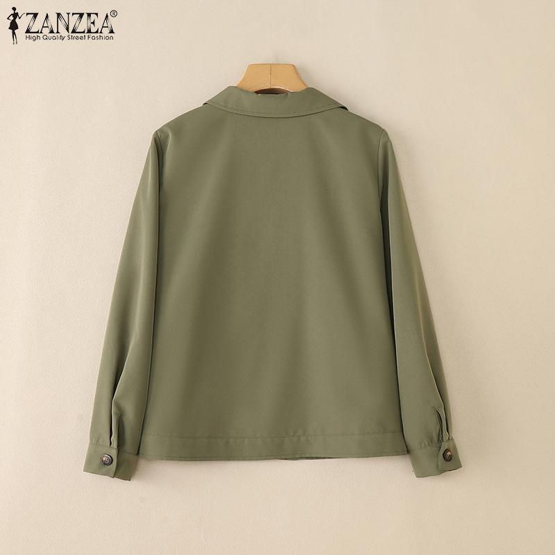 ZANZEA Women Casual Turn Down Collar Long Sleeve Autumn Blouse