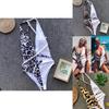 Luxurious Leopard One Piece Bikini Bathing Patchwork Padded Deep V Bandage Halter Swimsuit