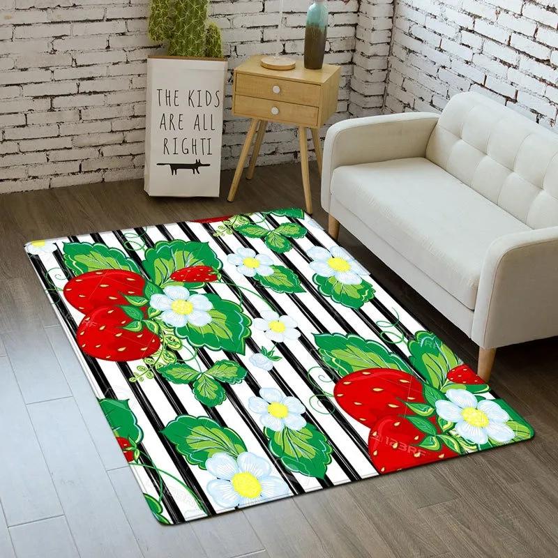 Strawberry Series Carpet for Living Room Decoration Home Sofa Coffee Table Area Rugs Non Slip Bedroom Hallway Floor Mat Washable