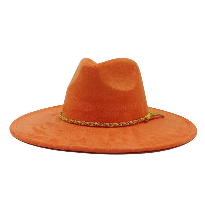 

NEW Suede Hat 9.5cm Wide Brim Fedora Hat Men Women Autumn Winter Felt Jazz Hats Classic Church Fedoras Chapeau Sombrero Mujer 56-58cm