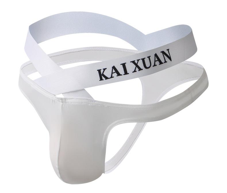 Men's Underwear Sexy Jockstrap Pouch Cuecas Man Ice Silk Panties Thongs Bikini Underpants