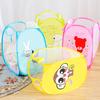 Cartoon Printed Foldable Laundry Basket Nylon Mesh Dirty Clothes Hamper Simple Modern Fabric Storage Bin for Home Organization