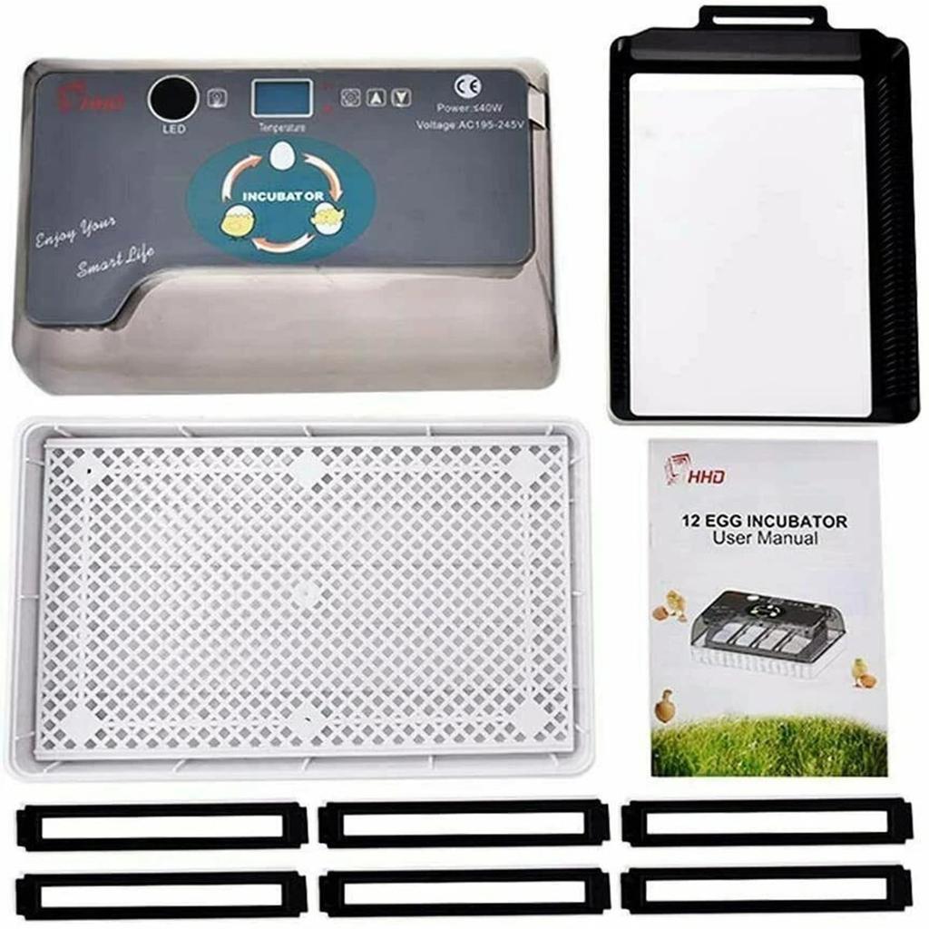 12 Egg Incubator Automatic, Digital Smart Incubator with Auto Turner & Temperature Control, for Hatching Chicken, Duck, Goose Eggs