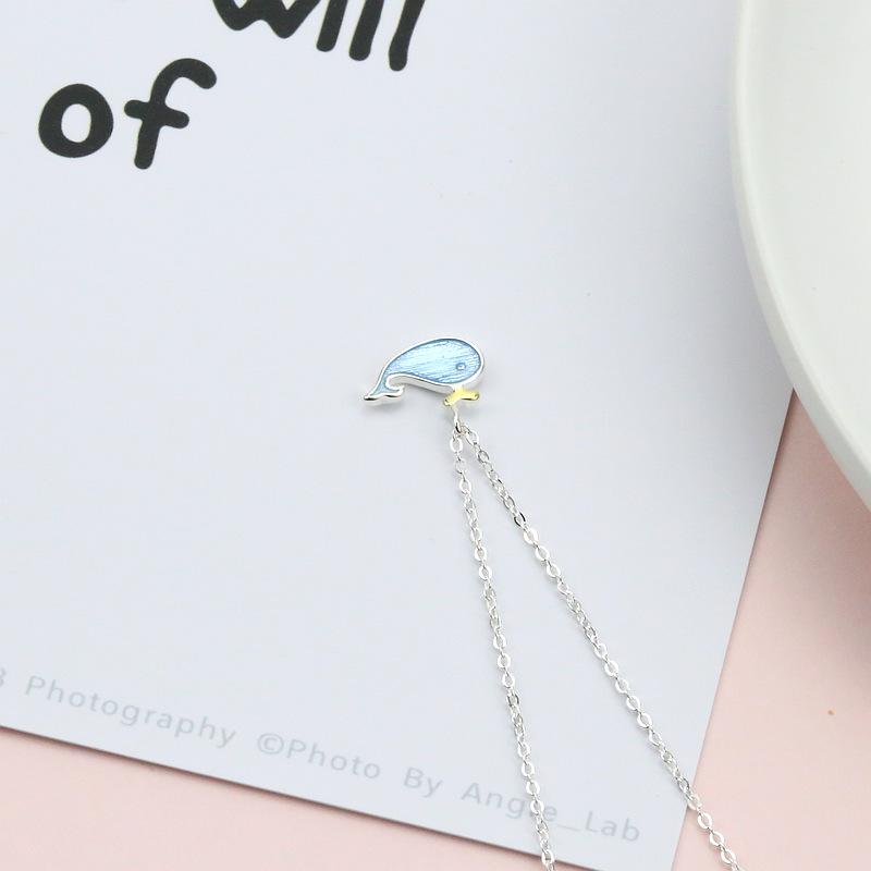 Blue Baby Whale Dolphin Necklace: Cute Mori Girl Style for Women and Students