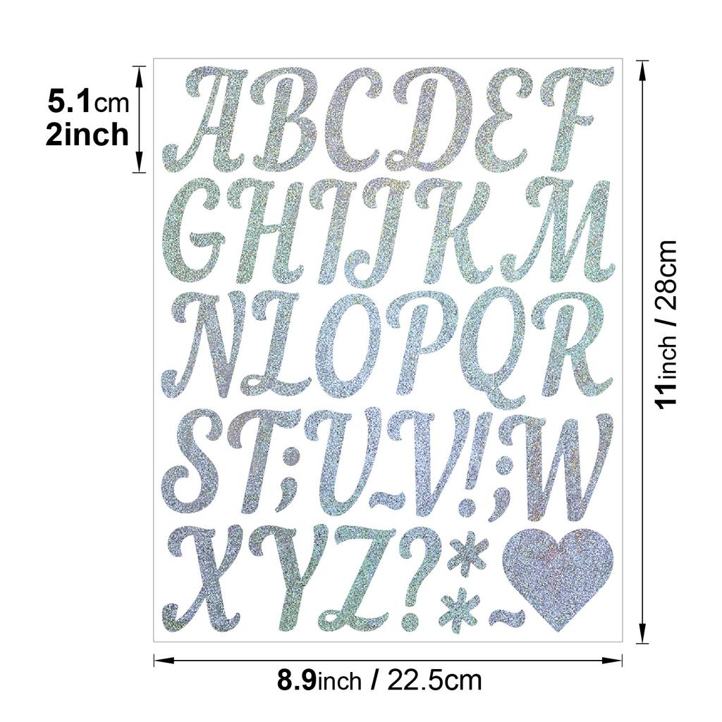 2-inch Golden Sand Letter Sticker Shiny Multicolor Holiday Graduation Party Gift DIY Wedding Arrangement Letter Sticker