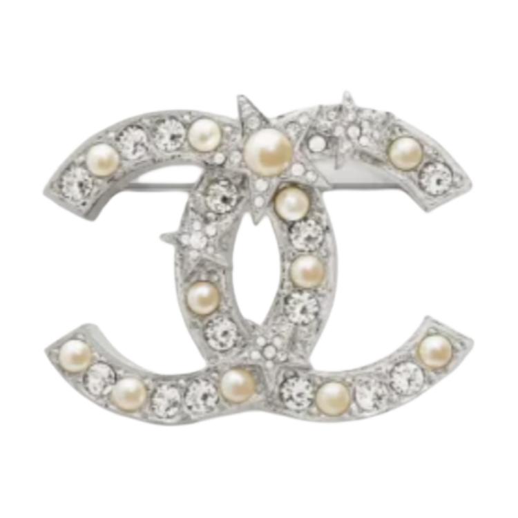 Chanel 25S Spring Summer Pearl Design Metal Brooch Unisex accessories Silver ABF750-B20575-U0940