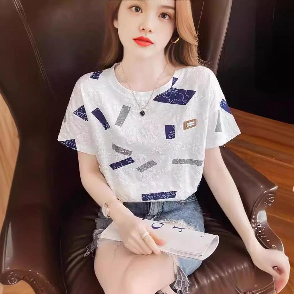 Women's Loose Half-Sleeve White T-Shirt - Summer 2026 Korean Style