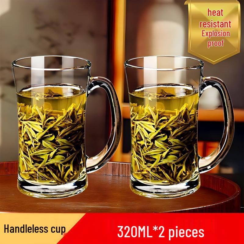 HANDUNYOU 320ml Heat-Resistant Glass Mugs (Set of 2)