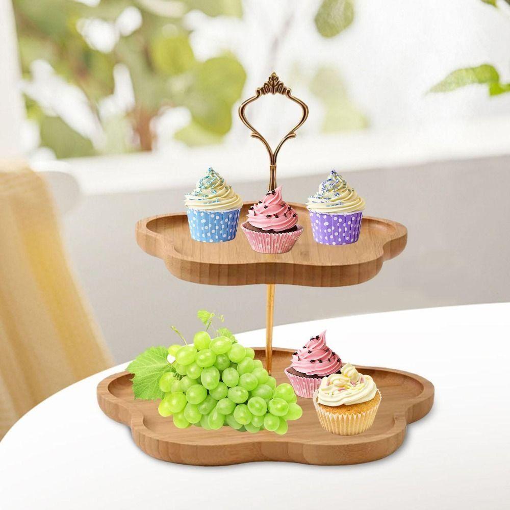 2/3Layer Snack Storage Plate Bamboo Dried Fruit Basket Simple Candy Dessert Tray Coffee Table
