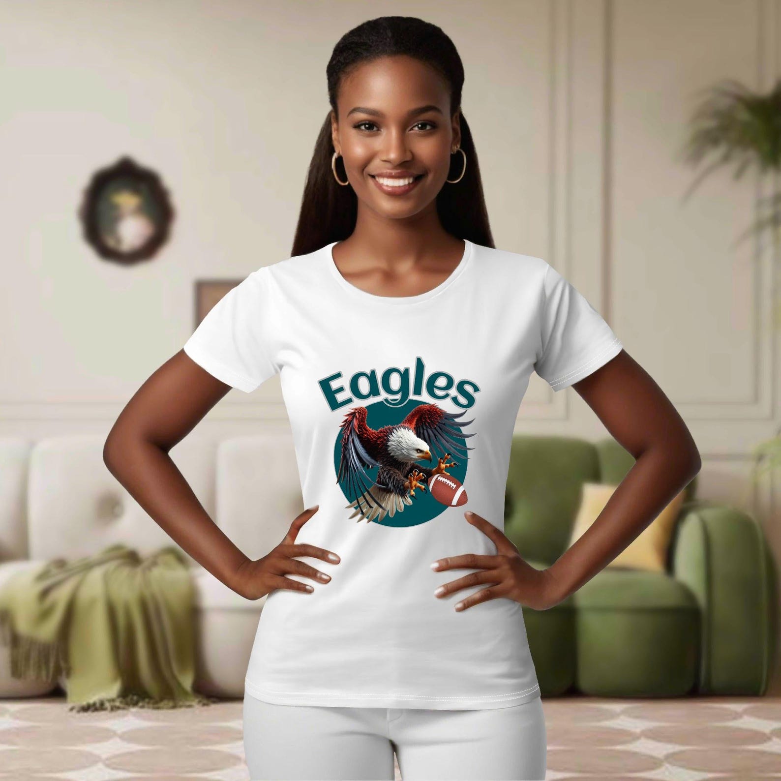 Vintage Football Eagles T-Shirt: Soft Cotton Game Day Tee M