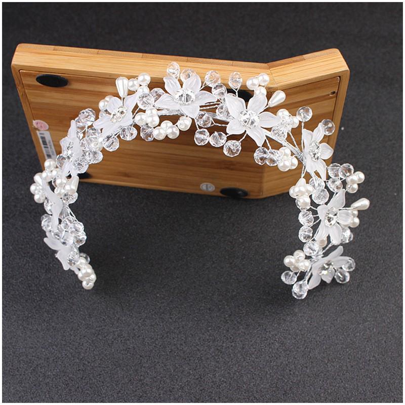 Korean Faux Pearl Floral Headband - Elegant Wedding Bride Hair Accessory