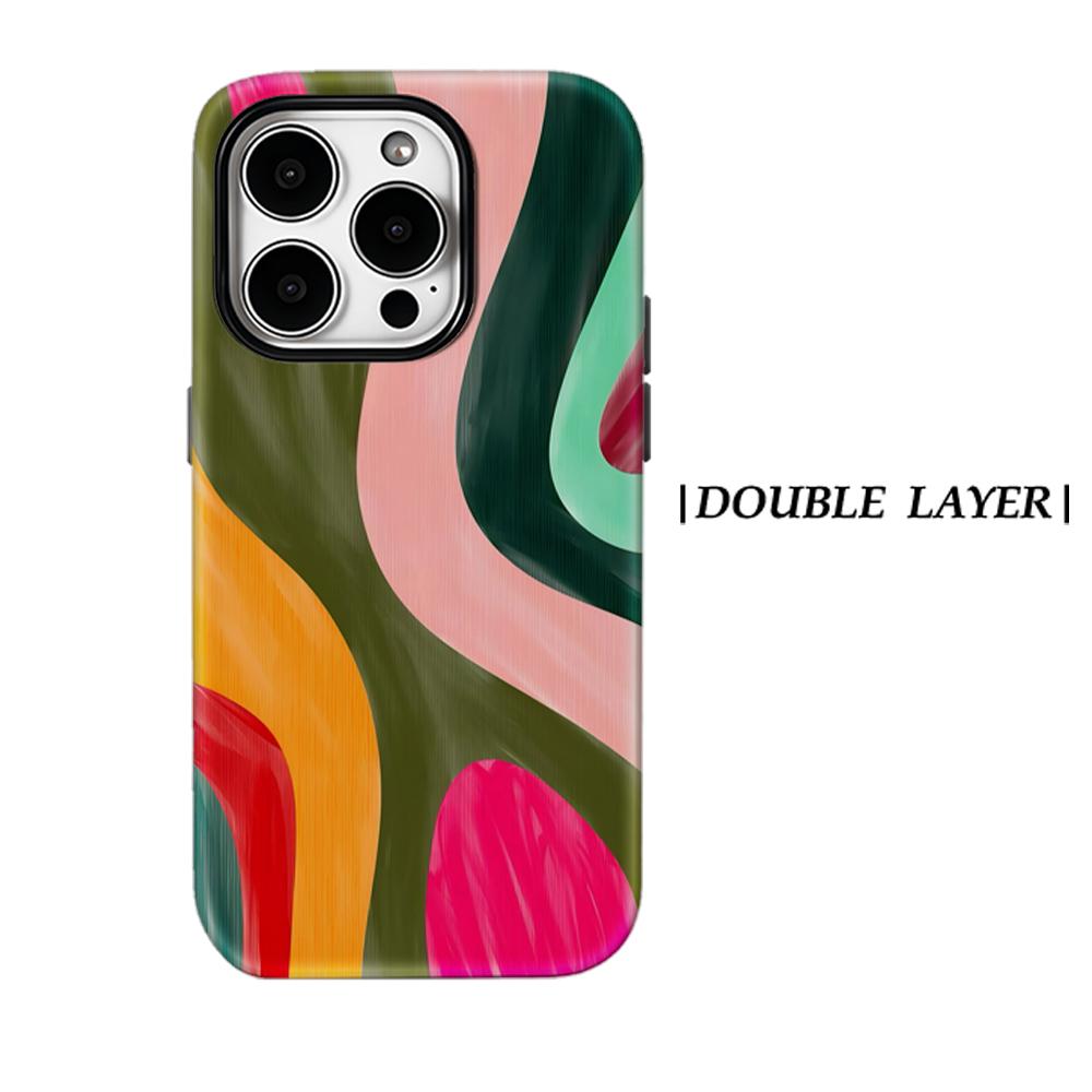Vibrant Swirl Paint Phone Case for IPhone 17AIR 16E 16 15 14 13 12 11 17 Pro Max Plus Double-layer Back Cover