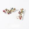 Sweet Shining Flower Earrings Colored Sweet Ear Clips Fashion Rhinestone Flower Earrings  Women