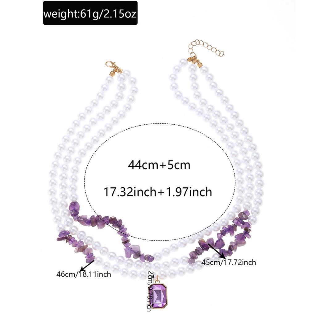 Geometric Pearl Necklace With Crystal Pendant For Women Summer