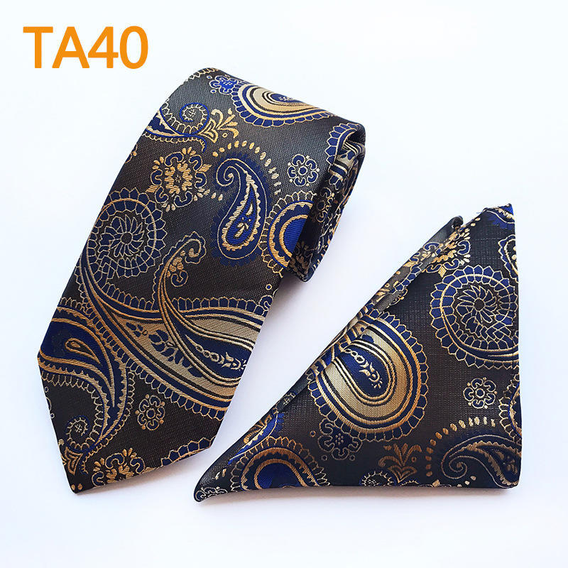 Polyester Large Waist Men'S Tie Men'S Pocket Towel Two-Piece Set