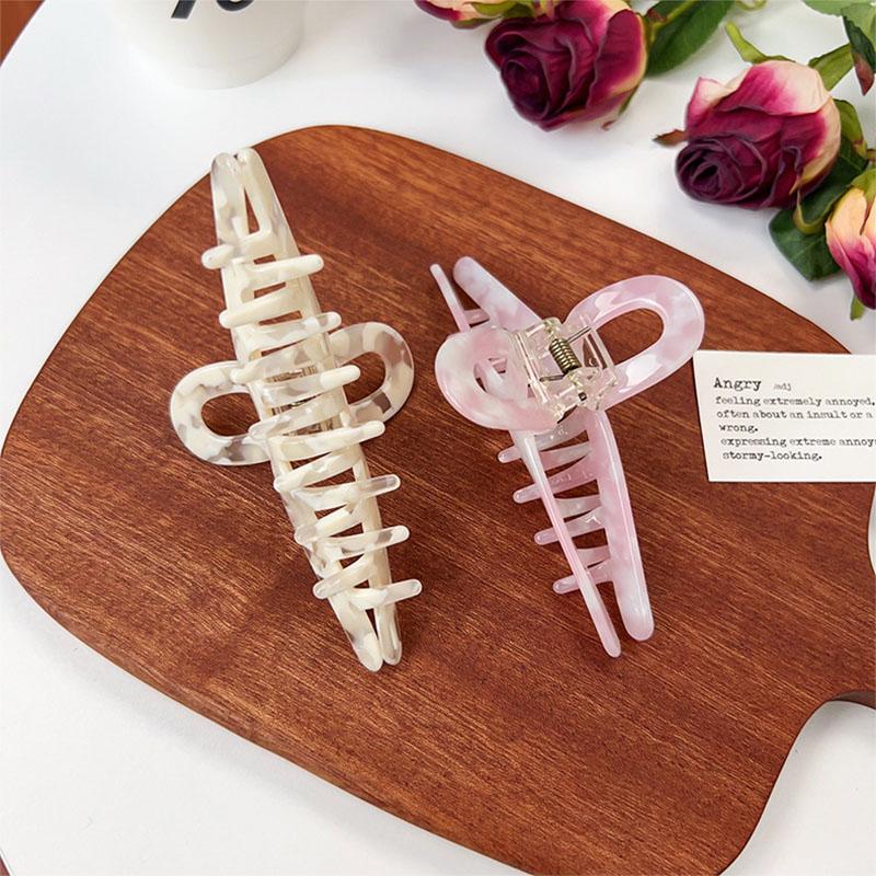 Korean New Fashion 11.5cm Geometric Hollow Hair Clip Simple Marbling Acetic Acid Shark Clip Hair Accessories