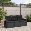 Vidaxl 3-Cz. Set da Salotto per Giardino, Cuscini, Rattan Nero PE