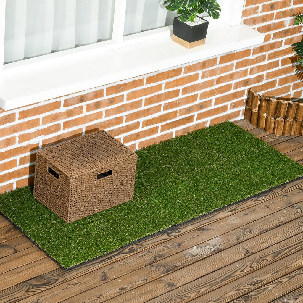 Synthetic Artificial Grass Set of 10 Slabs Tiles 30 x 30 cm Comfort Thickness 3 cm Interlocking Green