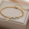 My Shape Hollow Leaves Bracelets Stainless Steel for Women Girls Gifts Plant Leaf Pendant Chain Hand Chain Bangle Summer Jewelry