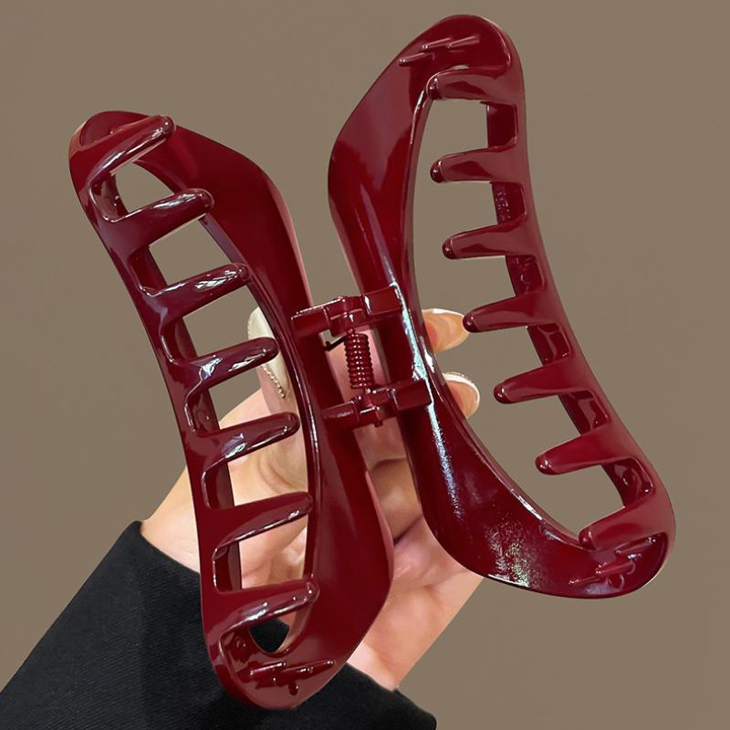 1pc Fashion French Sweet Temperament Acrylic Large Shark Clip, Hollow Oval Hair Claw for Women, Versatile Hair Accessory for Daily Wear