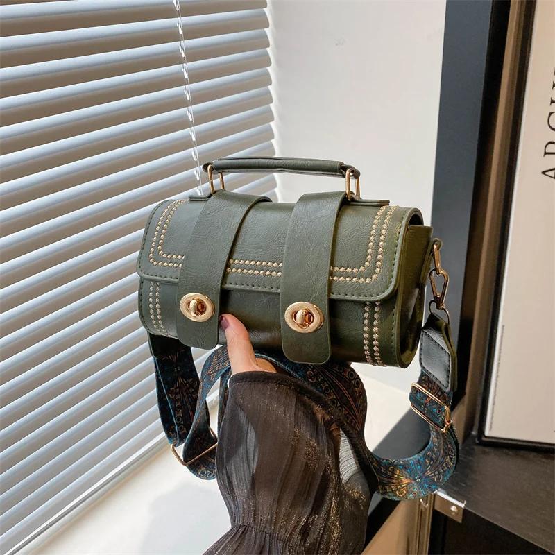 Single Color One Shoulder Bag for Women  Fashion Bag with Wide Shoulder Strap  Small Bag